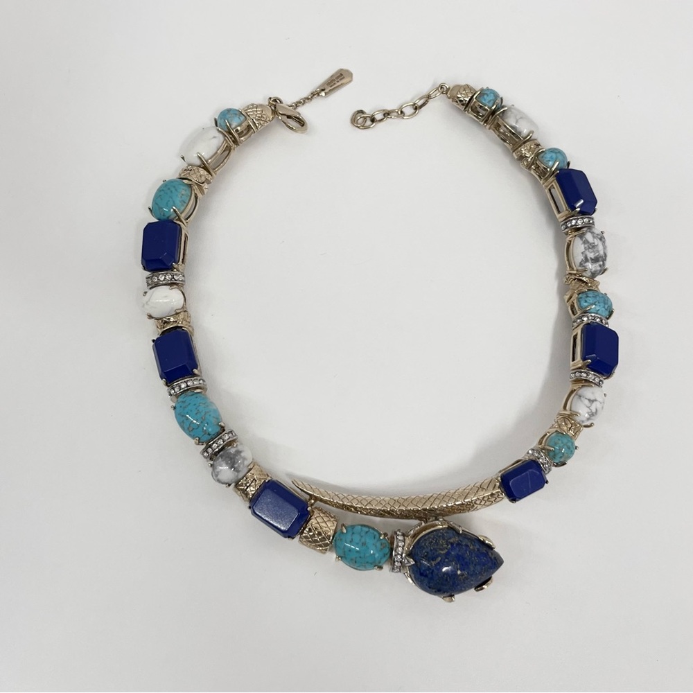 Roberto Cavalli Crystal Stone Snake Collar Necklace‎ Art To Wear - Picture 4 of 10